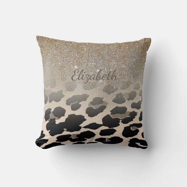 Cute  Modern Flowers On Leopard Print-Personalised Cushion (Front)