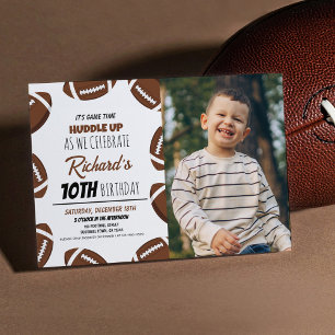 Cute Modern Football Sports Kids Photo Birthday Invitation