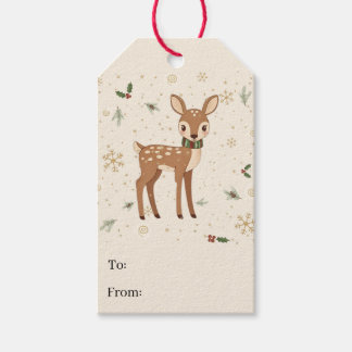Cute Modern Forest Animal Fawn Christmas Gift Tags