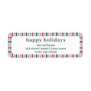 Cute Modern Gingham Holiday Return Address