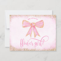 cute modern girly bow pink watercolor FLOWER GIRL