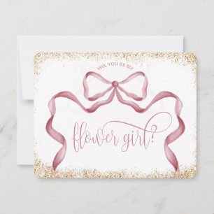 cute modern girly bow pink watercolor FLOWER GIRL Invitation