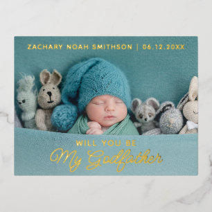  Cute Modern Godfather Proposal Real Foil Postcard