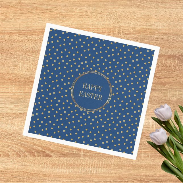 Cute Modern Gold Polka Dots Christian Happy Easter Napkin (Cute Modern Gold Polka Dots Christian Happy Easter Party Napkins)