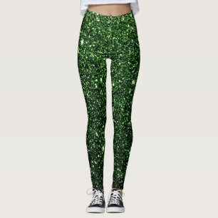 Cute Modern Green Glitter Sparkles Pattern Gift Leggings