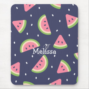 Cute Modern Green Pink Watermelon Pattern  Mouse Mat