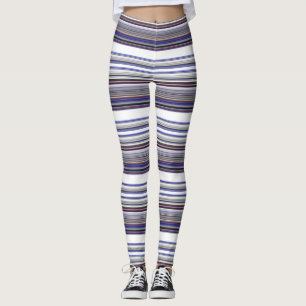 Cute modern grey blue stripes leggings