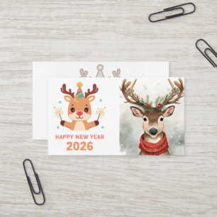 cute modern happy new year business card