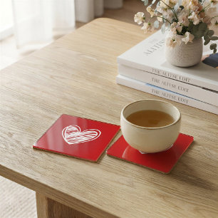 Cute Modern Hearts Red White Womens Valentines Day Coaster
