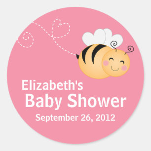Cute Modern Honey Bee Baby Shower Invitation Classic Round Sticker