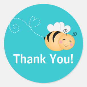 Cute Modern Honey Bee Baby Shower Invitation Classic Round Sticker