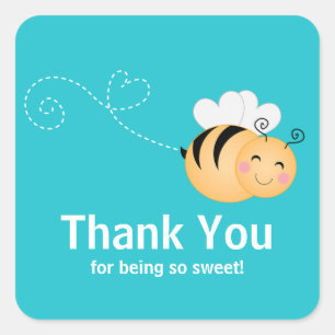 Cute Modern Honey Bee Baby Shower Invitation Square Sticker