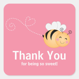 Cute Modern Honey Bee Baby Shower Invitation Square Sticker