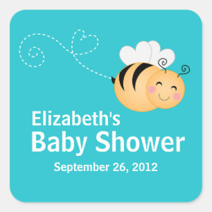 Cute Modern Honey Bee Baby Shower Invitation Square Sticker