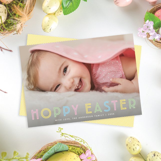 Cute Modern Hoppy Easter Holiday Photo Card (Creator Uploaded)