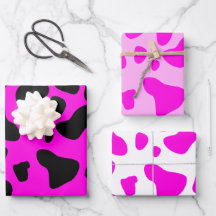 Cute Modern Hot Pink Cow Print Colourful Set of