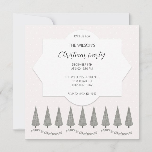 Cute Modern Houndstooth Merry Christmas Invitation (Front)