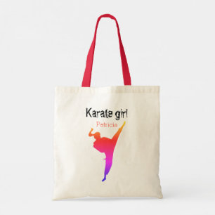 Cute Modern Karate Girl Silhouette Martial Arts Tote Bag