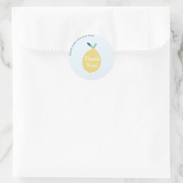 Cute Modern Lemon Thank You Company Text  Classic Round Sticker (Bag)