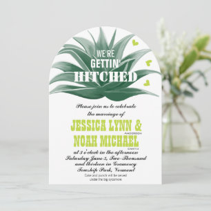 Cute Modern Lime Green Succulent Aloe Wedding Invitation