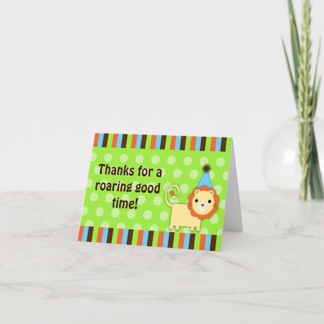 Cute Modern Lion Thank You Card (Front)