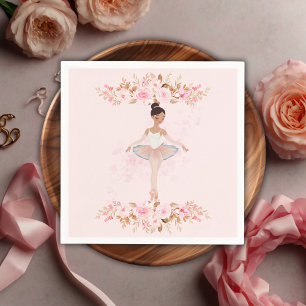 Cute Modern Little Ballerina Photo Baby Shower Napkin