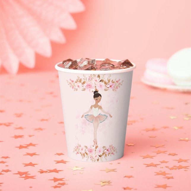 Cute Modern Little Ballerina Photo Baby Shower Paper Cups (Insitu)