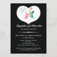 Cute Modern Love Birds Heart Engagement Party