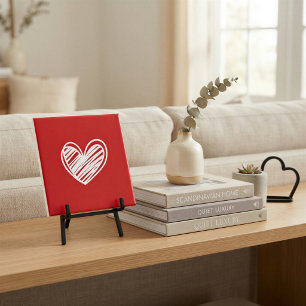 Cute Modern Love Elegant Romantic White Red Hearts Tile