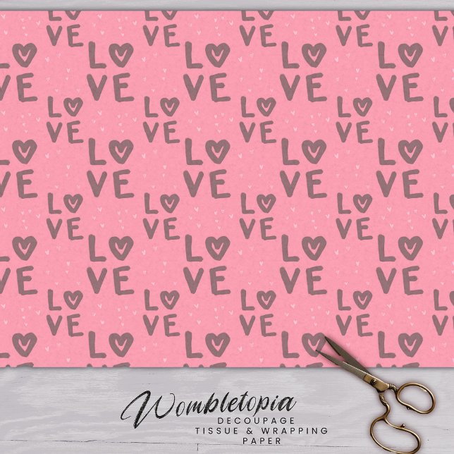 Cute Modern Love Script Pink Valentine's Day Tissue Paper (Creator Uploaded)