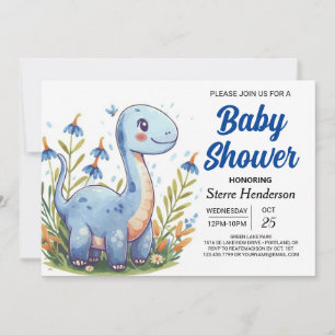 Cute Modern Magical Dinosaur Boy Baby Shower Invitation