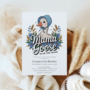 Cute Modern Mama Goose Baby Shower Invitation