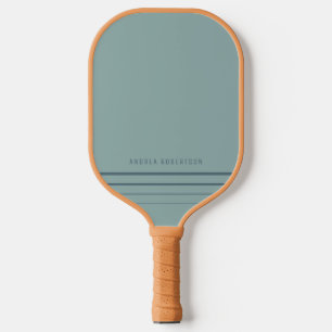 Cute Modern Minimalist Blue Teal Custom Name Pickleball Paddle