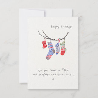 Cute Modern Minimalist Christmas Socks Custom Card