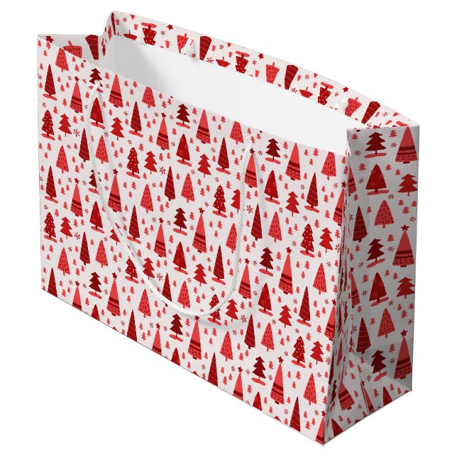 Cute Modern Minimalist Christmas Tree Large Gift Bag (Back Angled)