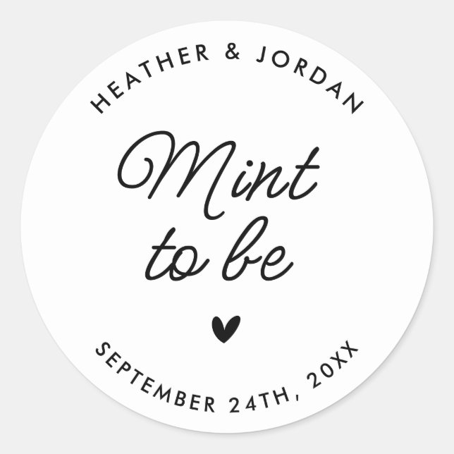 Cute Modern Mint To Be Wedding Mint Favours Classic Round Sticker (Front)