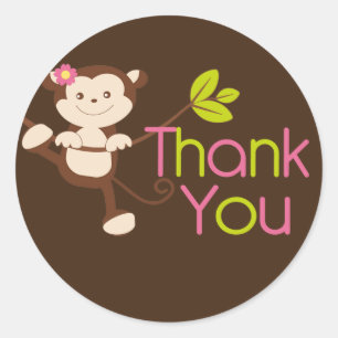 Cute Modern Monkey Birthday Party Stickers
