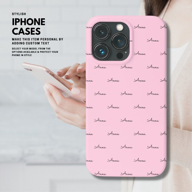 Cute Modern Monogram Blush Pink iPhone Case (Creator Uploaded)