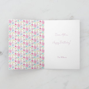 Cute Modern Monogrammed Watercolor Wildflower  Card