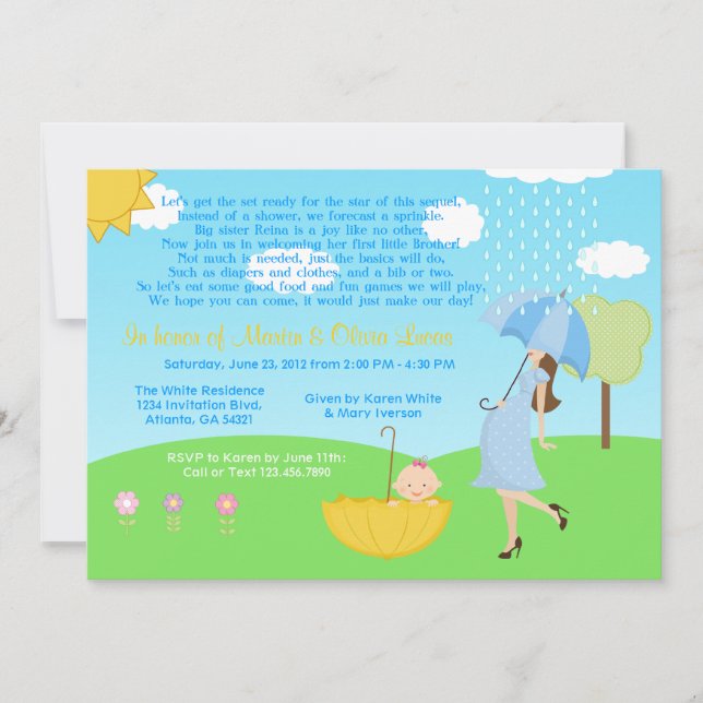 Cute Modern Mum and Baby Boy Baby Sprinkle Invitation (Front)