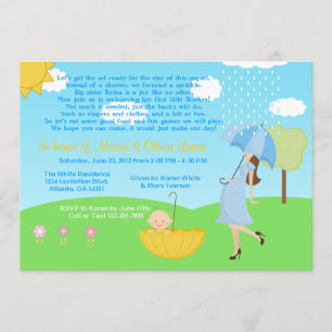 Cute Modern Mum and Baby Boy Baby Sprinkle Invitation