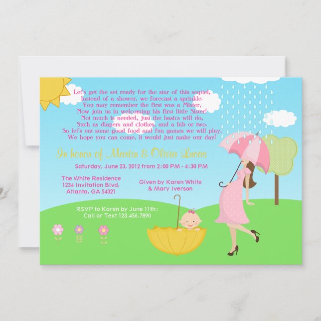 Cute Modern Mum and Baby Girl Baby Sprinkle Invitation (Front)