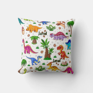 Cute Modern Name Pattern Dinosaur Nursery Decor Cushion