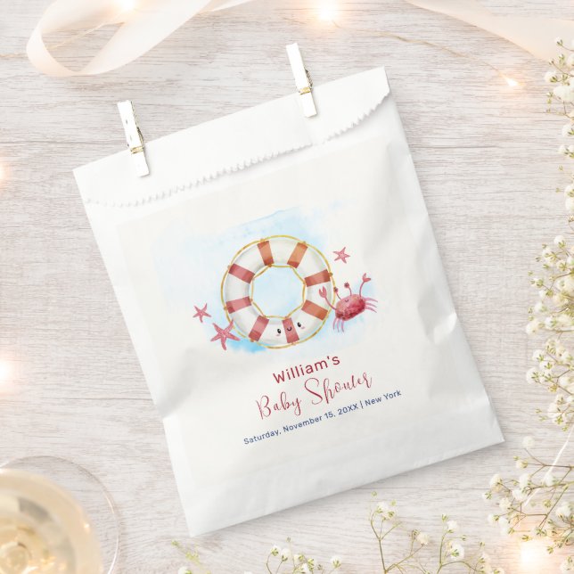 Cute Modern Nautical Crab Starfish Baby Shower  Favour Bags (Clipped)