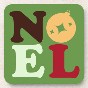 Cute Modern Noel Bright Retro Typography Christmas Coaster