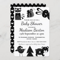 Cute Modern Nordic Woodland Animals Baby Shower