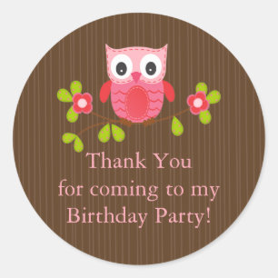 Cute Modern Owl Birthday Party Stickers
