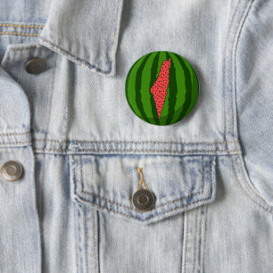 Cute Modern Palestine Map Watermelon 6 Cm Round Badge