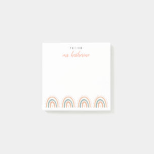 Cute Modern Pastel Boho Rainbow Teacher's Post-it Notes