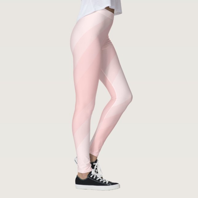 Cute Modern Pastel Light Peach Elegant Stripes Leggings (Right)